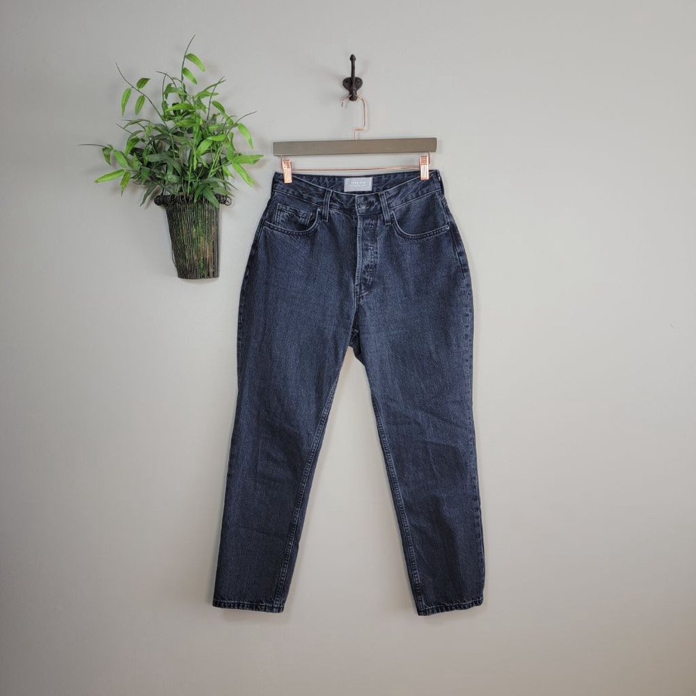 Everlane Curvy 90s Cheeky Straight Leg Ankle Jeans Black Wash Slim High Rise 28
